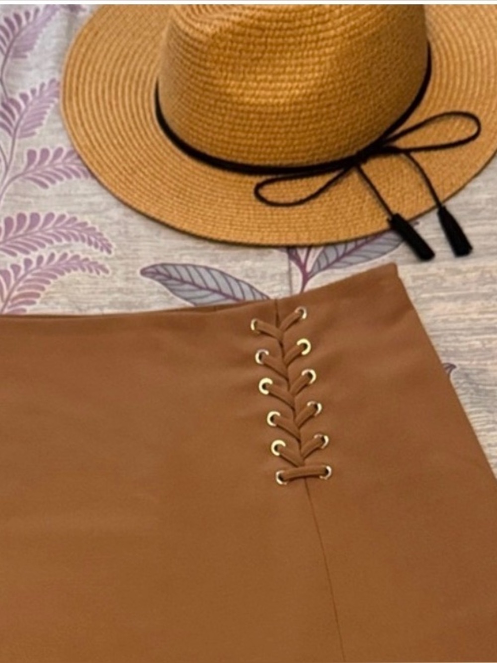 Panama style Fedora with suede tassel band beach sun paper straw hat NWOT - Picture 8 of 8